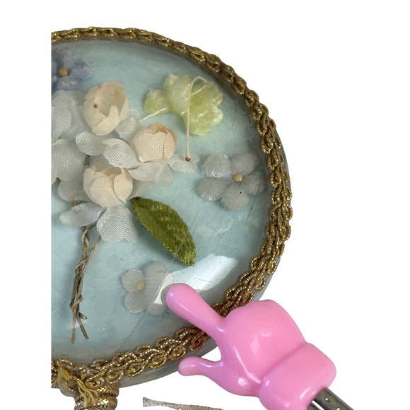 Vintage‎ Floral Bouquet Lollipop Princess Mirror Handled Boudoir Vanity Decor - Picture 3 of 9
